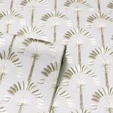 Arthouse Palm Palace Wallpaper with Metallic Gold Palms – Luxurious Exotic Colonial Style, Cream & Gold