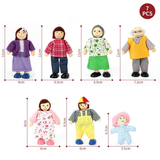 SOKA Big Family Doll House Figures Set with 7 Flexible Dolls – Grandparents, Parents and Kids