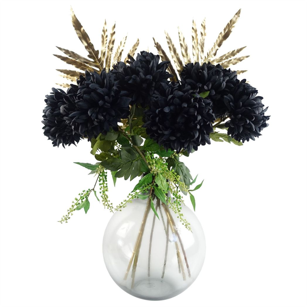 Leaf Oversized Glass Bottle Vase, 40cm Thick Hand-Finished Glass – Real or Artificial Flowers, Grey Smoke
