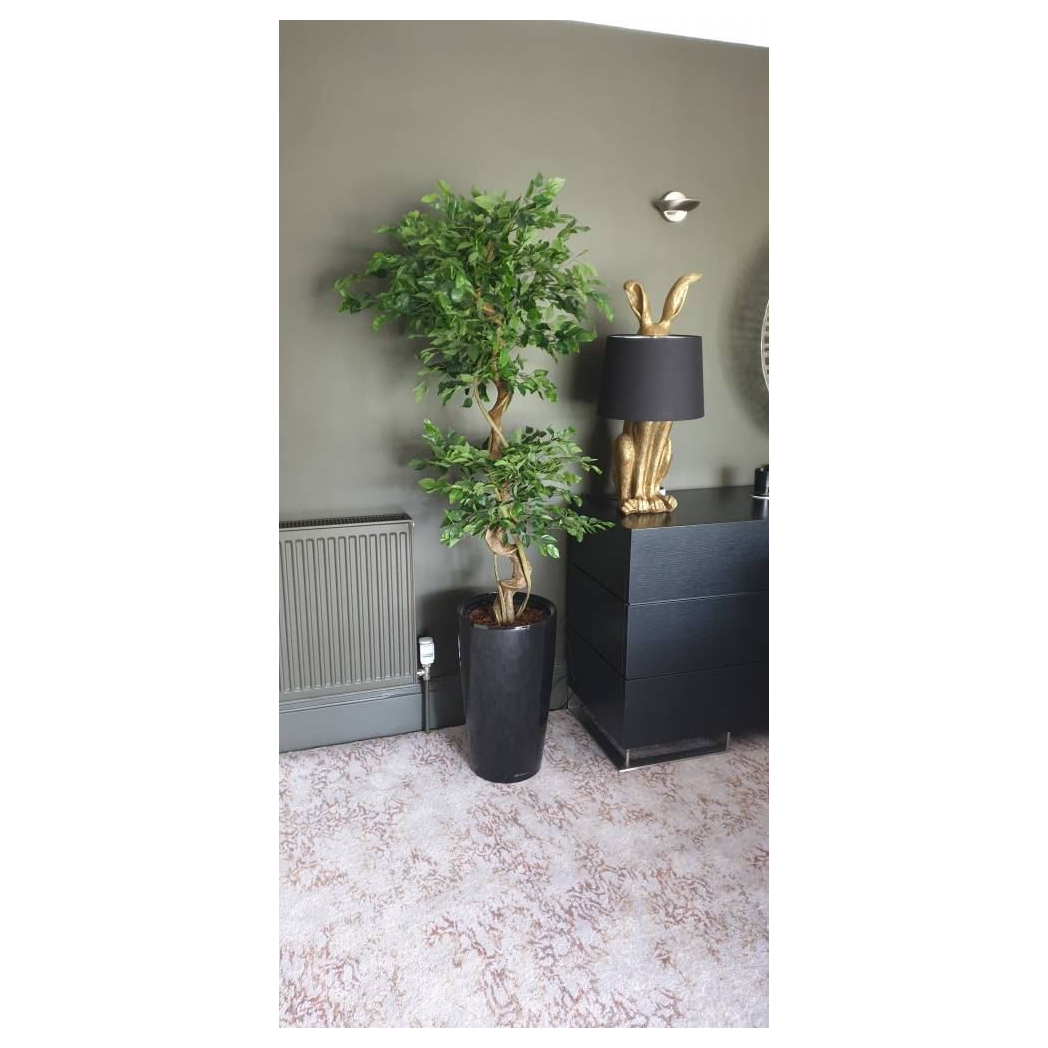 Twisted Trunk Artificial Japanese Fruticosa Style Ficus Tree, 150cm – Premium Faux Plant for Hallways