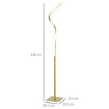 HOMCOM LED Floor Lamp, 3 Brightness Levels – Gold