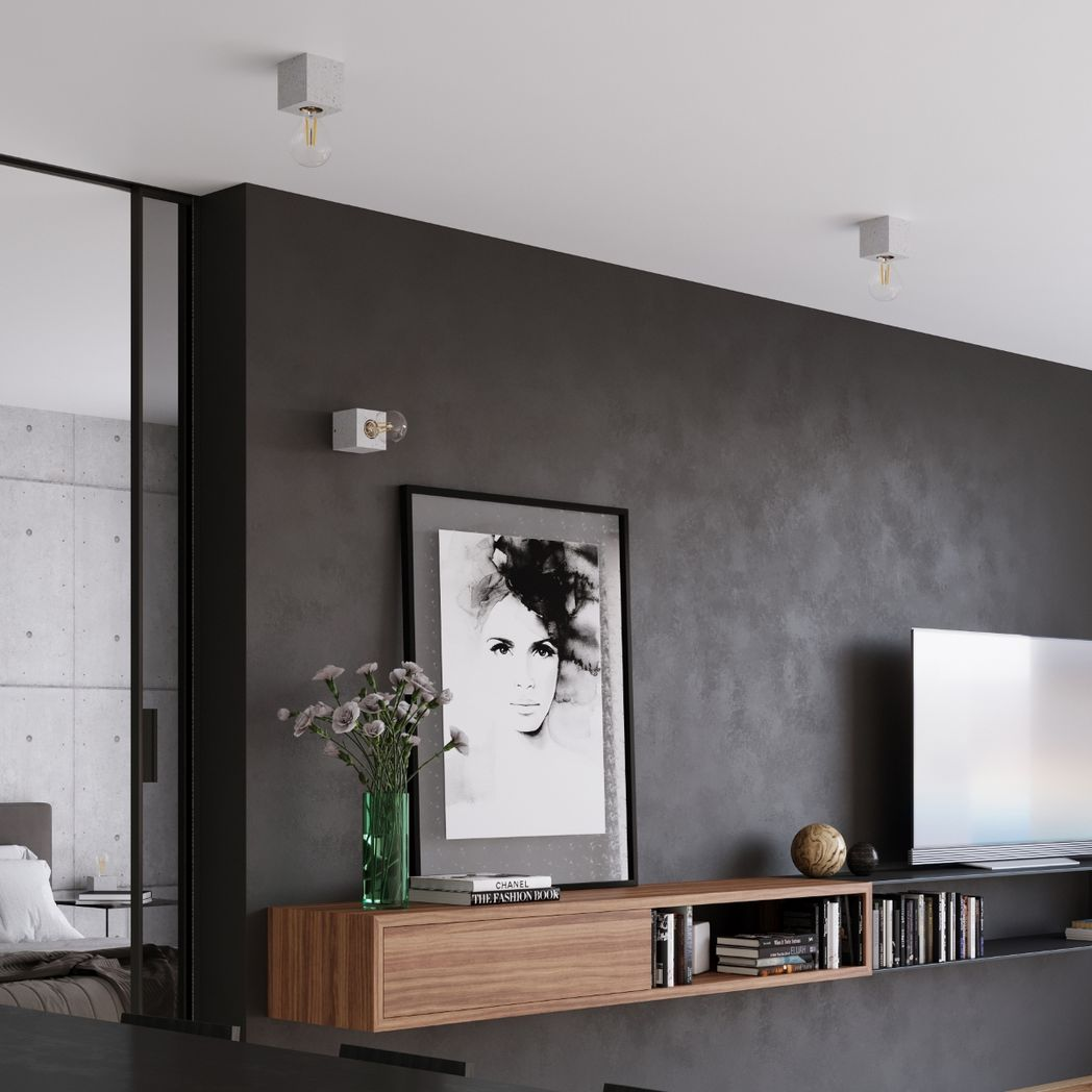 Sollux Lighting Ariz Concrete Ceiling Light with E27 Fitting – Industrial Design, Grey