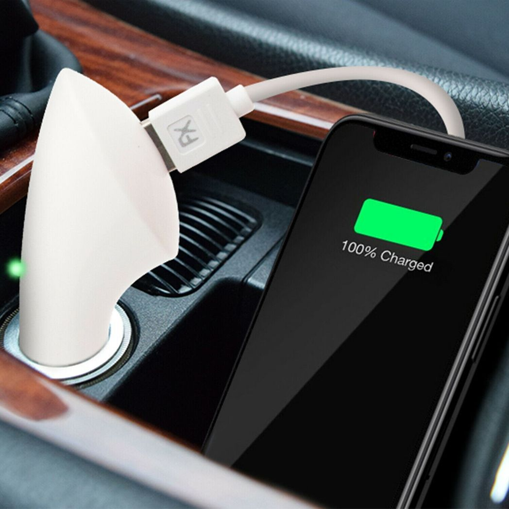 FX Factory USB Car Charger, 1000mA with LED Power Indicator and Overload Protection – Lighter Adapter, White