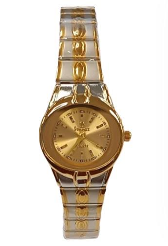 Swismax Ladies Bling Watch, Water Resistant, Gold Dial – Two-Tone Metal Strap