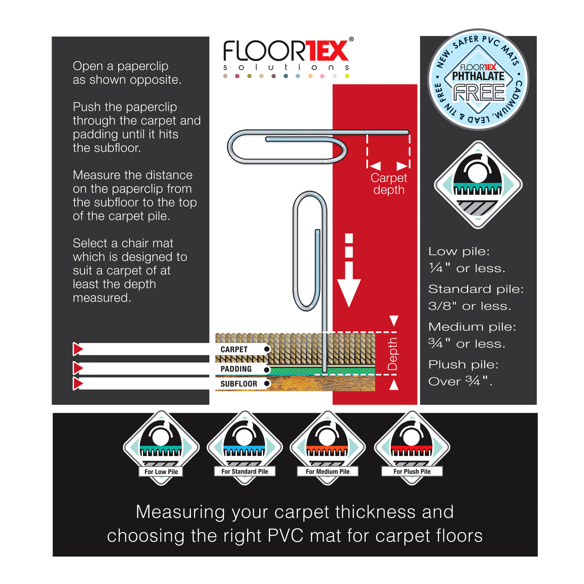 Floortex Cleartex Advantagemat Vinyl Lipped Chair Mat for Carpets up to 6mm, 115 x 134cm