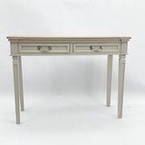 AcaciaHome 2 Drawer Console Table with Medium Wood Tone Top, 90cm – Modern Hallway Side Table, Cream
