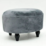 AcaciaHome Deluxe Oval Footstool with Solid Wood Frame & Removable Legs – Handmade Shabby Chic, Red