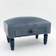 AcaciaHome Velvet Ottoman Footstool with Storage Drawer & Removable Legs – Shabby Chic Design, Grey