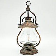 49cm Metal Garden Lantern with Bulb – Battery Powered Outdoor Light with Base Switch