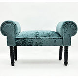 AcaciaHome Crushed Velvet Window Seat Bed End Chaise Lounge with Padded Armrests, Light Blue