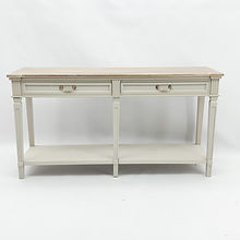 AcaciaHome 2 Drawer Console Table with Shelf & Wooden Top, 80cm – Modern Hallway Side Table, Cream