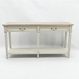 AcaciaHome 2 Drawer Console Table with Shelf & Wooden Top, 80cm – Modern Hallway Side Table, Cream