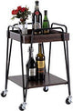 Black drinks trolley with wooden shelves