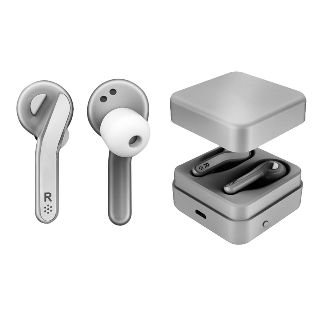 Soundz SZ970 True Wireless Earbuds with Built-In Mic & Portable Charging Case – Hands-Free Calls, Silver