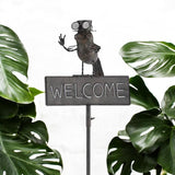 AcaciaHome 125cm Metal Owl Garden Stake with Welcome Sign – Whimsical Outdoor Art for Gardens & Porches