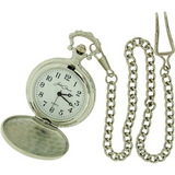 Jakob Strauss Dad Pocket Watch with Silver Tone Case & 12 Inch Brass Chain – Gift Watch, Matte White Dial