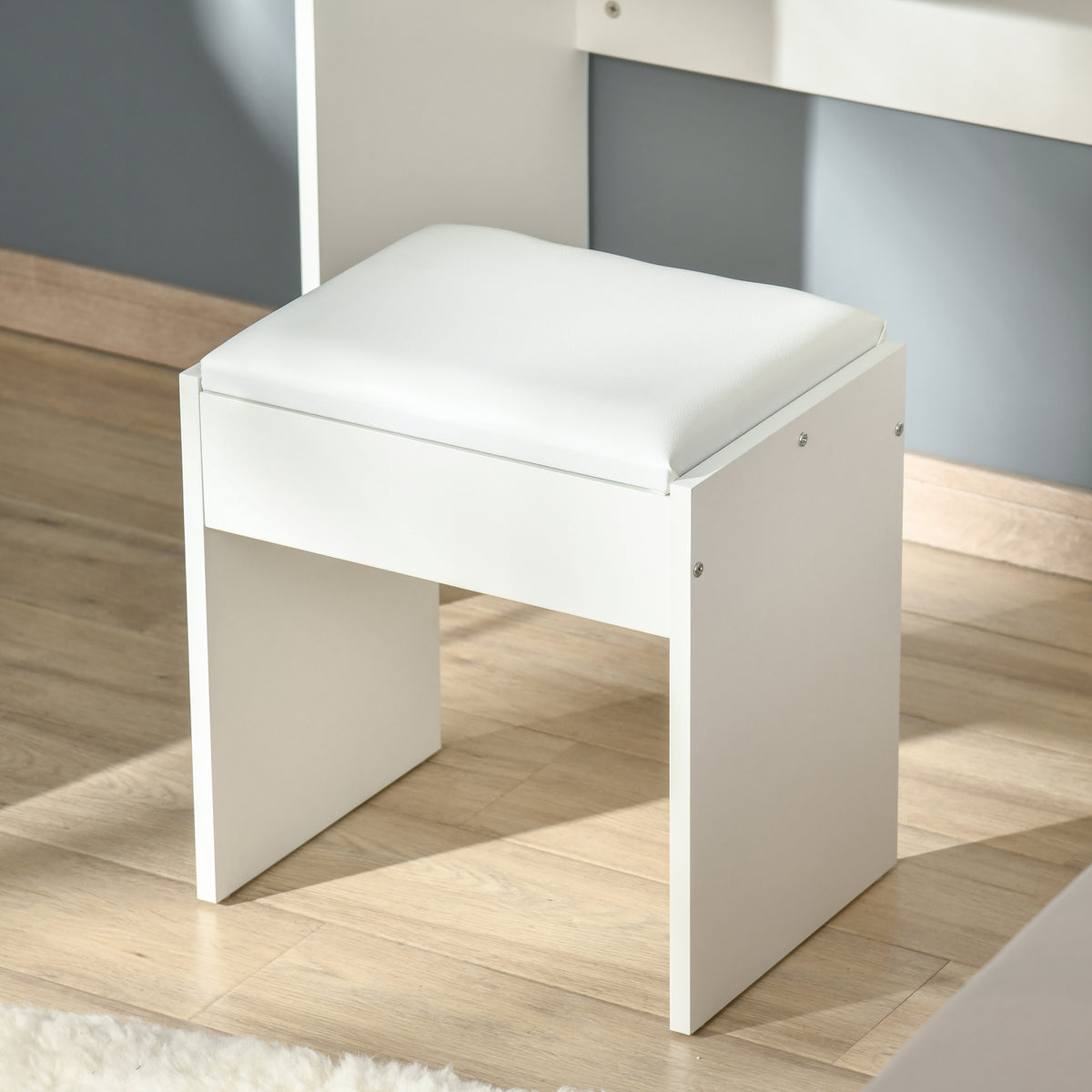 HOMCOM Flip-Top Mirror Dressing Table Set with Cushioned Stool – Vanity and Writing Desk, White