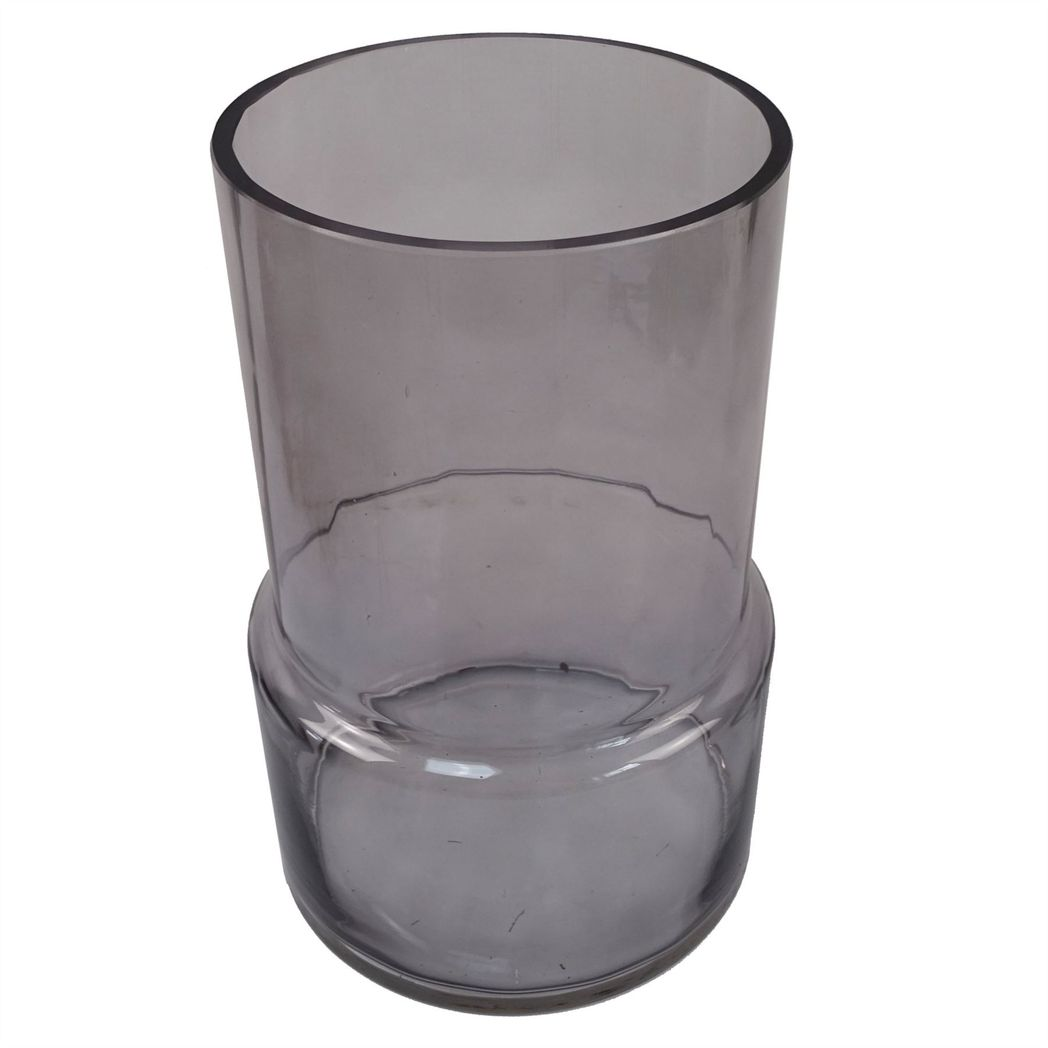 26cm Grey Smoke Glass Vase – Decorative Home Accent, Grey