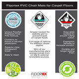 Floortex Advantagemat Vinyl Lipped Chair Mat for Carpets up to 6mm – 90 x 120cm