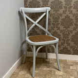 AcaciaHome Oak Cross Back Café Chair with Rattan Seat – Hand-Finished Dining Seating, Grey