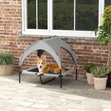Elevated Pet Bed with Water-Resistant UV Canopy, Breathable Mesh & Travel Bag – Large Dogs, Light Grey
