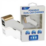 FX Factory Powabud Twin Socket USB Car Charger, 2.1A Fast Charging with Overload Protection – Dual Port, Gold
