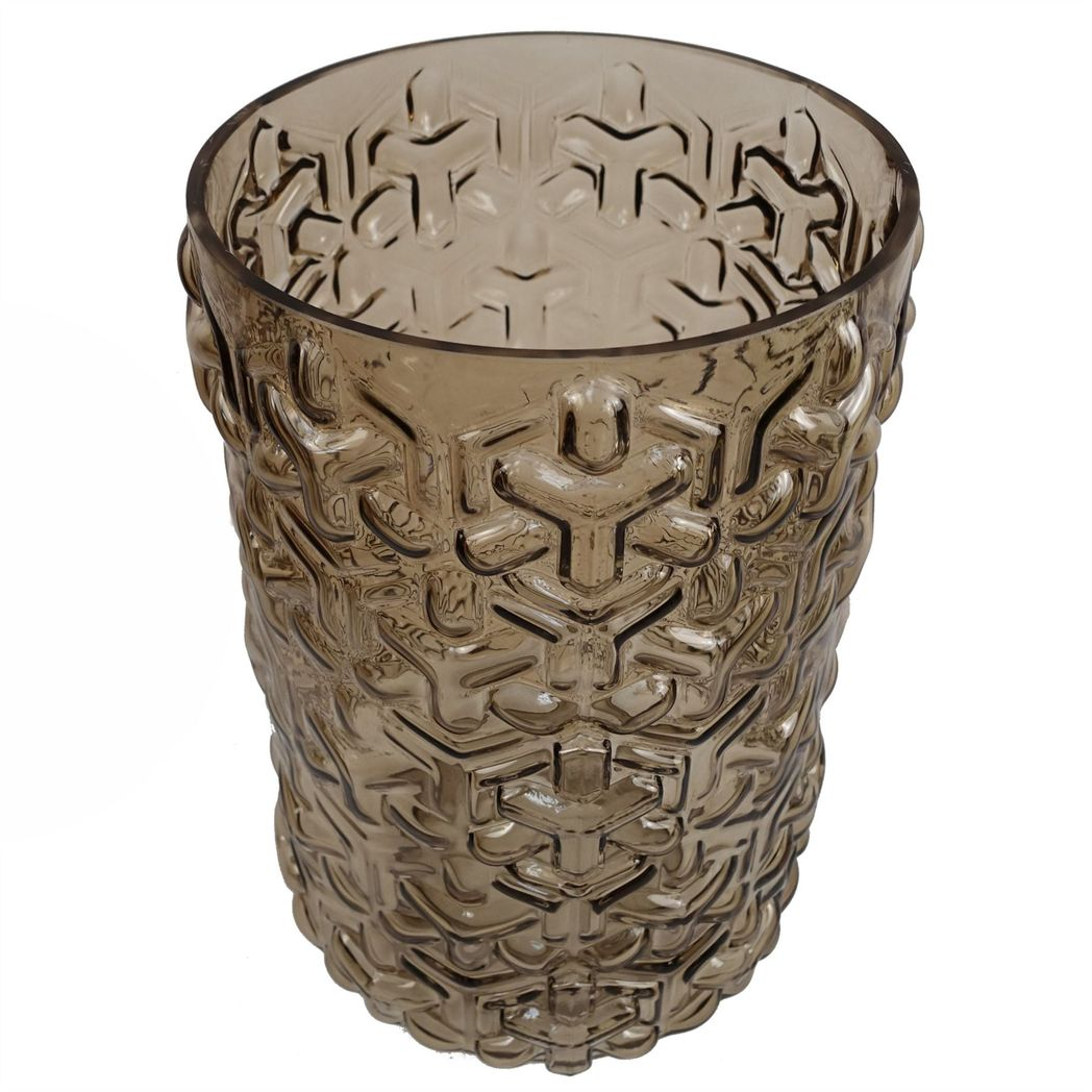 Embossed Chestnut Glass Vase, 29cm – Elegant Brown Home Decor Flower Vase