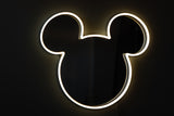 YELLOWPOP Disney Mickey Mouse Face LED Neon Sign – USB Powered Wall or Shelf Light, White Glow