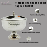 Vintage 32cm Silver Aluminium Ice Bucket with Side Handles – 4-Bottle Wine Cooler for Parties & Home Bars