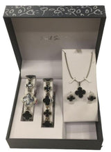 Paul Salatini Ladies Bling Bracelet Watch Gift Set – Black Dial, Silver