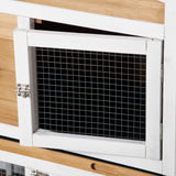 PawHut Two-Tier Wooden Rabbit Hutch with Two Runs, Slide-Out Trays & Ramp – Outdoor Guinea Pig Hutch