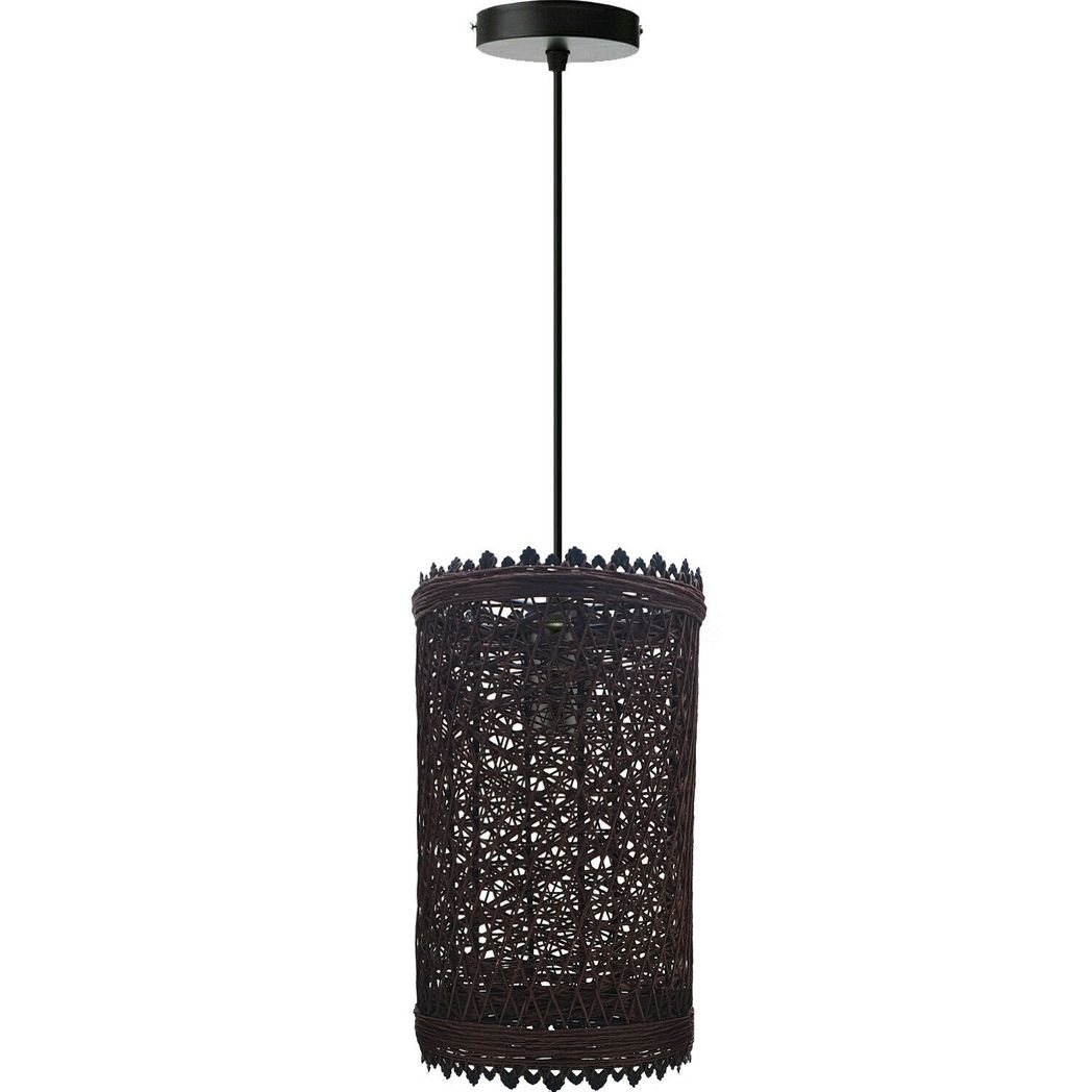 LEDSONE Handmade Wicker Rattan Pendant Light with E27 Holder & Adjustable 95cm Cord – Boho Lampshade