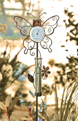 Avilo Butterfly Shaped Thermometer with Rain Gauge – Rust-Proof Metal Garden Decoration