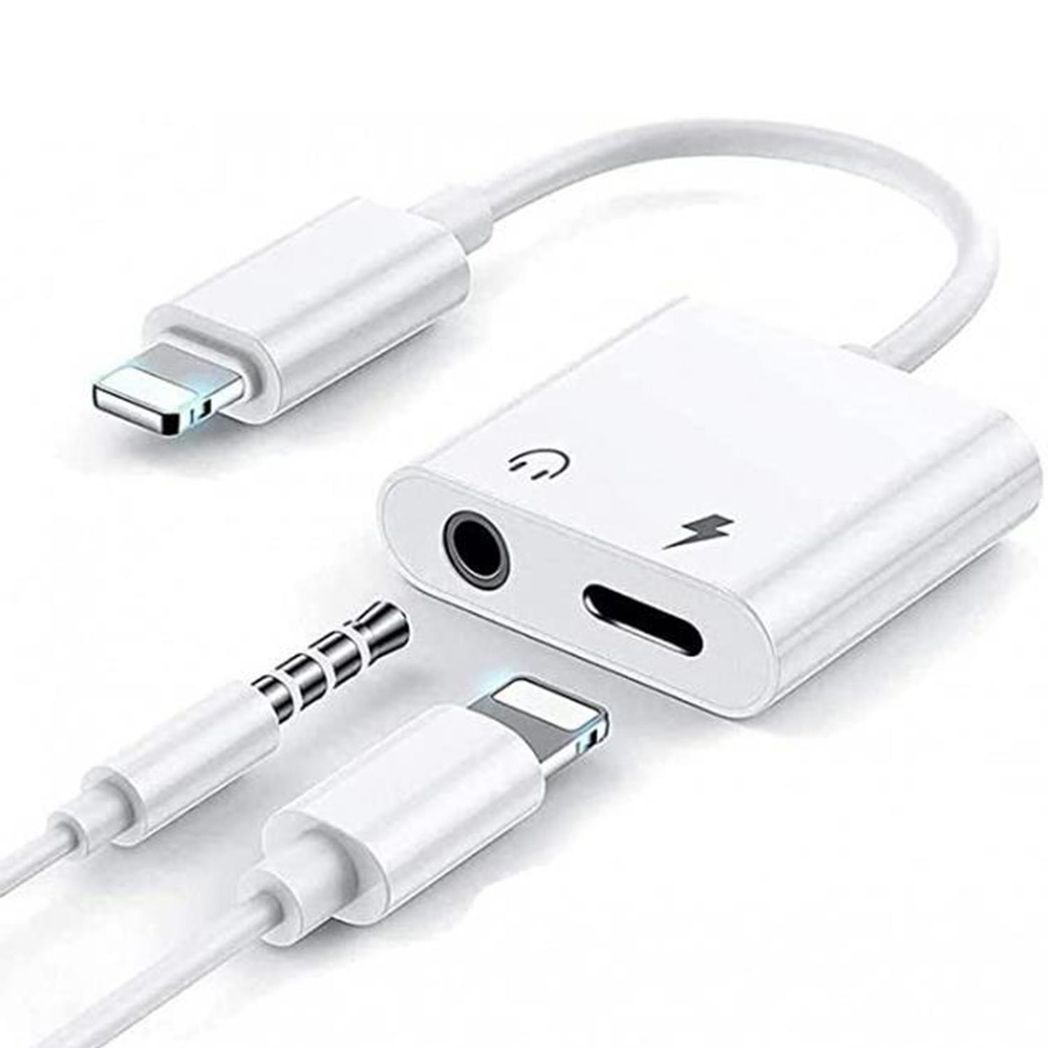 FX 2-in-1 Phone Audio Adapter for Phone 7, 7 Plus, 8, 8 Plus, X and XR – Listen and Charge, White