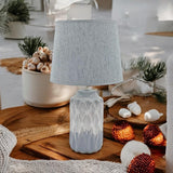 AcaciaHome Grey Two-Tone Ceramic Table Lamp with Drum Shade – 40cm Bedside & Desk Lighting