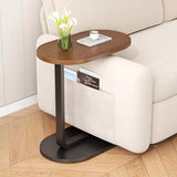 Small C-Shaped Side Table with Wood-Grain Top & Iron Legs, 45 x 28 x 60cm – Sofa End Table, Bedside Nightstand