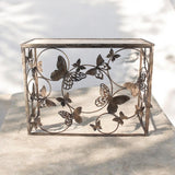 AcaciaHome Gold Butterfly Console Table with Glass Top – Art Deco Metal Sideboard for Living Room or Hallway