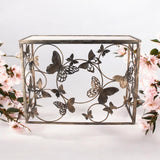 AcaciaHome Gold Butterfly Console Table with Glass Top – Art Deco Metal Sideboard for Living Room or Hallway