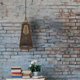 LEDSone Natural Rattan Wicker Pendant Light Shade, 30 x 17cm – Vintage Style Ceiling Light for Kitchen, Dining & Living Room