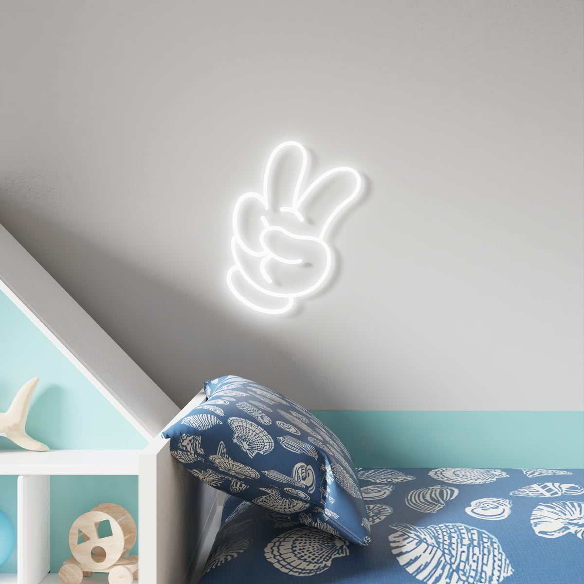 Yellowpop Disney Mickey & Minnie Glove Peace LED Neon Sign – Feature Light, Official Licensed