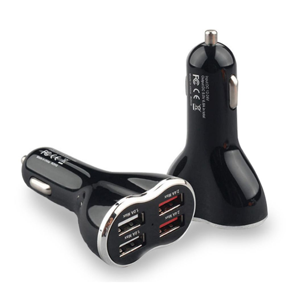Aquarius 4-Port Universal USB Car Charger with 50W Output & LED Indicator – Fast In-Car Charging, Black