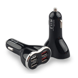 Aquarius 4-Port Universal USB Car Charger with 50W Output & LED Indicator – Fast In-Car Charging, Black