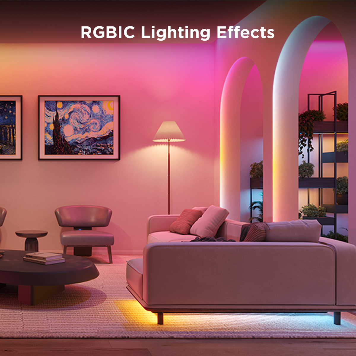 Govee RGBICW LED Strip Lights, 5m with Wi-Fi & Bluetooth Control – Colour-Changing Room Lighting