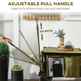 Folding Garden Cart with 4 Braked Wheels, Adjustable Handle & Top Cover – 125L Trolley for Camping & Gardening, Green