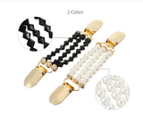 Avilo Pearl Cardigan Clip Set of 2 – Elasticated Clips for Cardigans and Shawls, White and Black