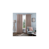 Sleepdown Linen Look Blackout Eyelet Curtains, 46 x 54in – Thermal Luxury Woven Texture, Blush