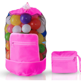 Doodle Nylon Toy Storage Bag and Play Mat with Drawstring – Foldable Kids Toy Organiser, Pink