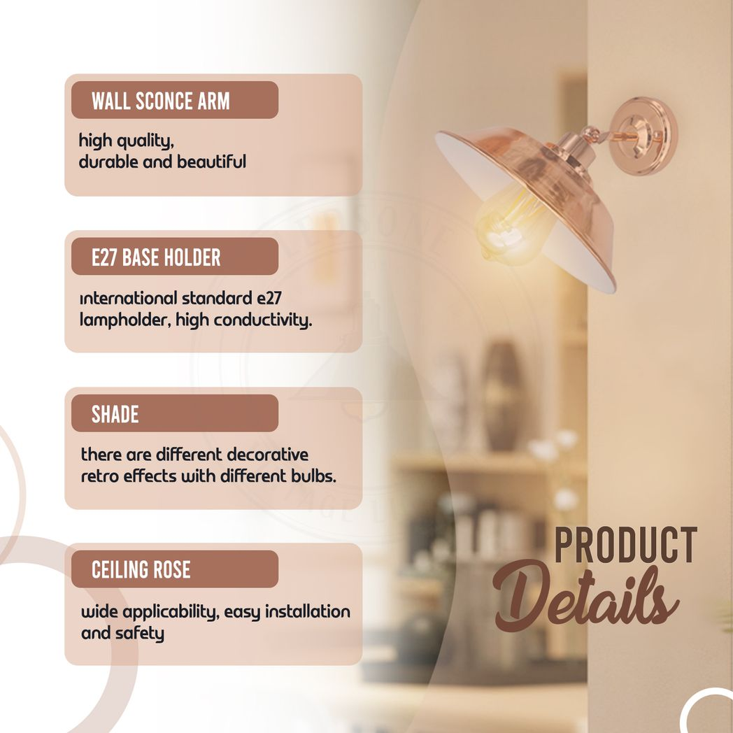Rose Gold Retro Metal Wall Light
