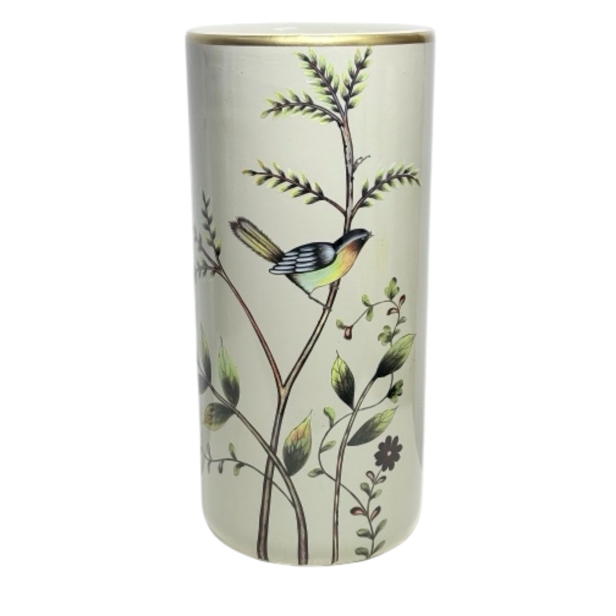 AcaciaHome Ceramic Umbrella Stand, 18" Tall – Decorative Vase or Holder for Home and Office, Birds with Tree Design