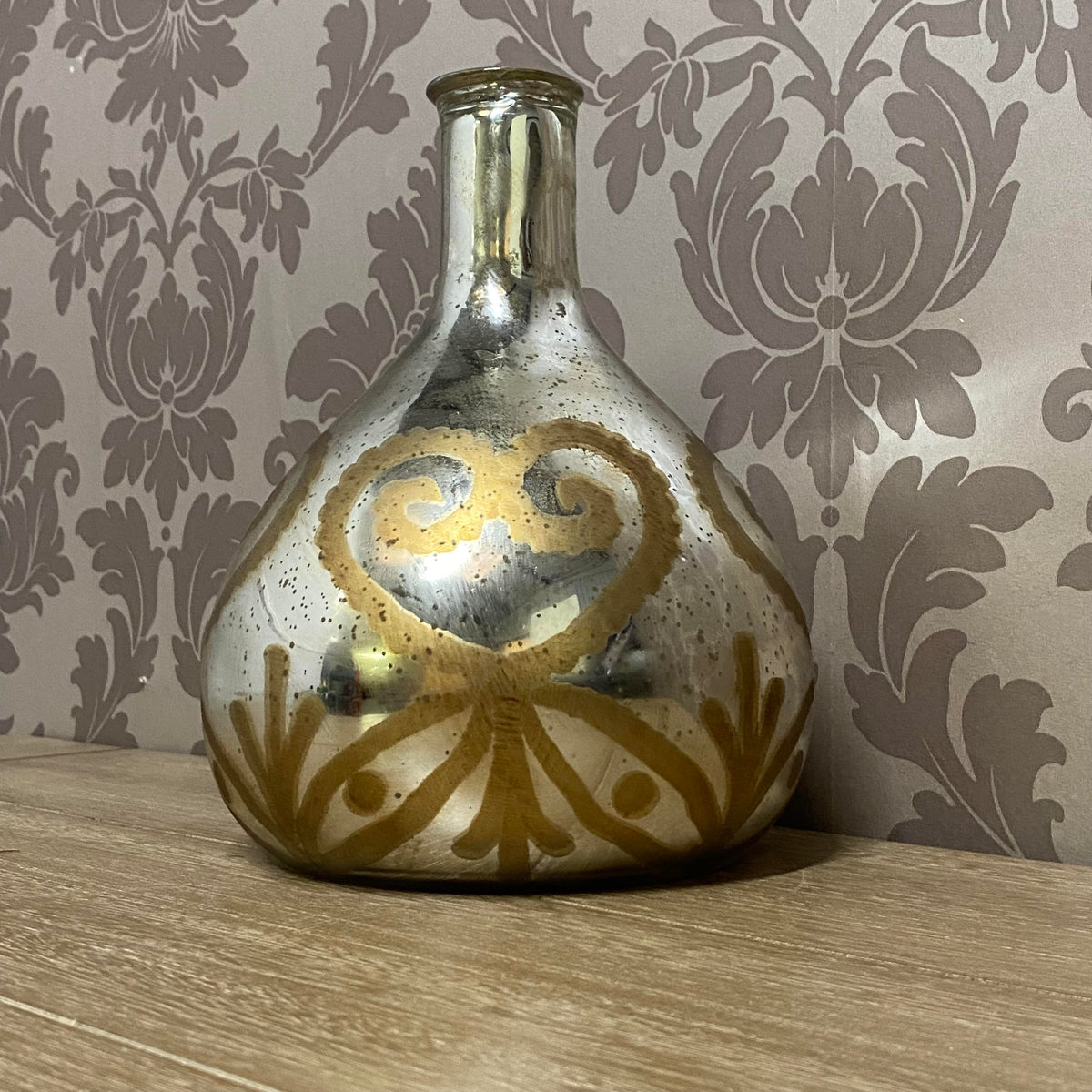 MSL Elegant Silver and Gold Decorative Bottle Vase – Rustic Home Decor for Flowers and Gifts